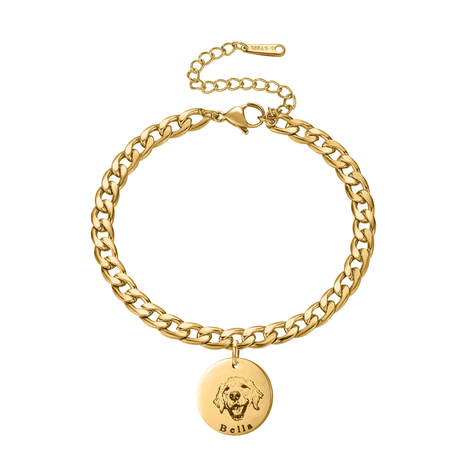 Pet Portrait Name Bracelet | Custom Engraved Face & Name Memorial Bracelet