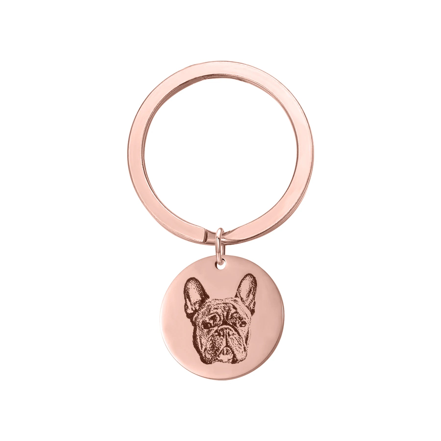 Pet Portrait Keychain | Custom Engraved Disc Dog Memorial Keychain