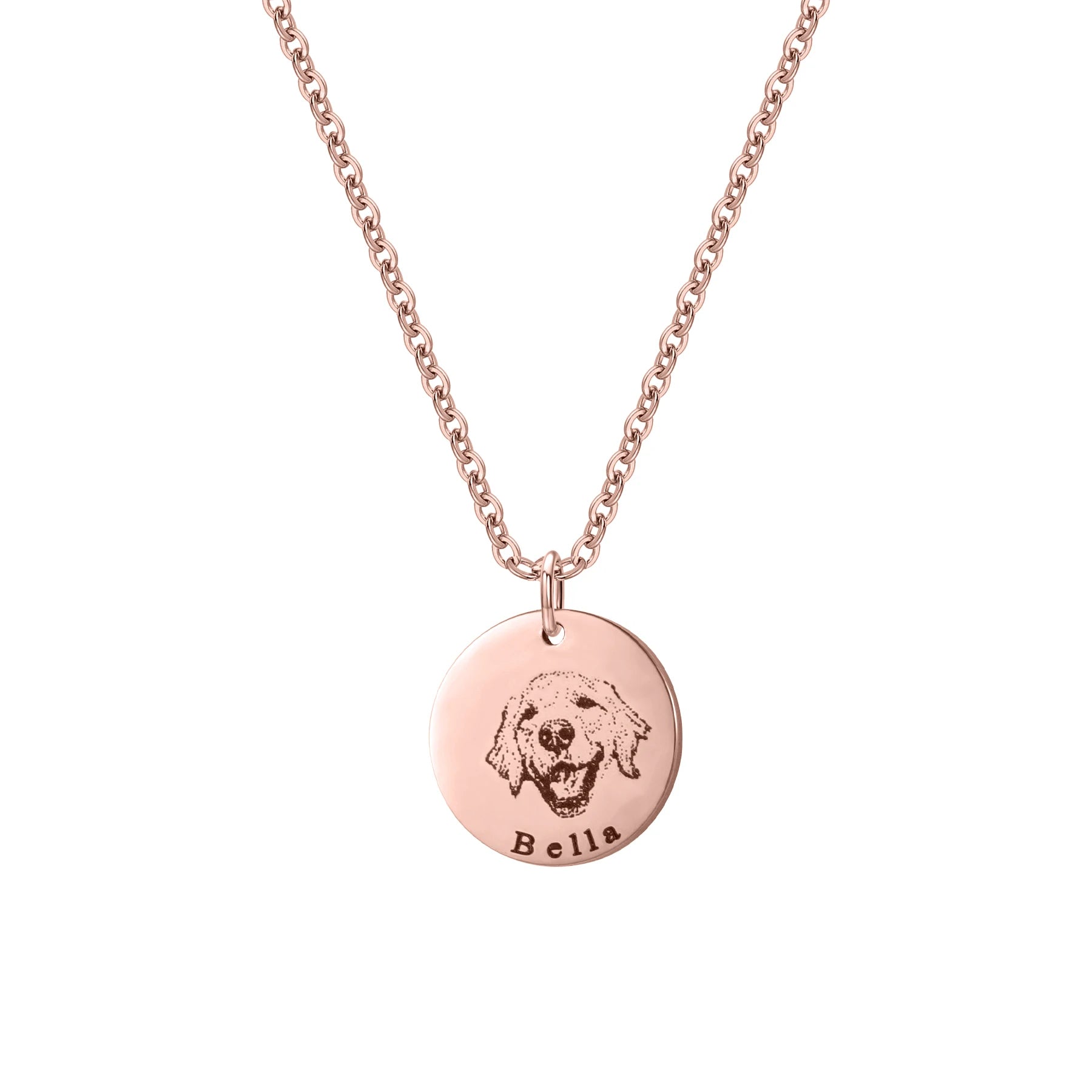 Pet Portrait Necklace | Custom Engraved Disc Name Necklace