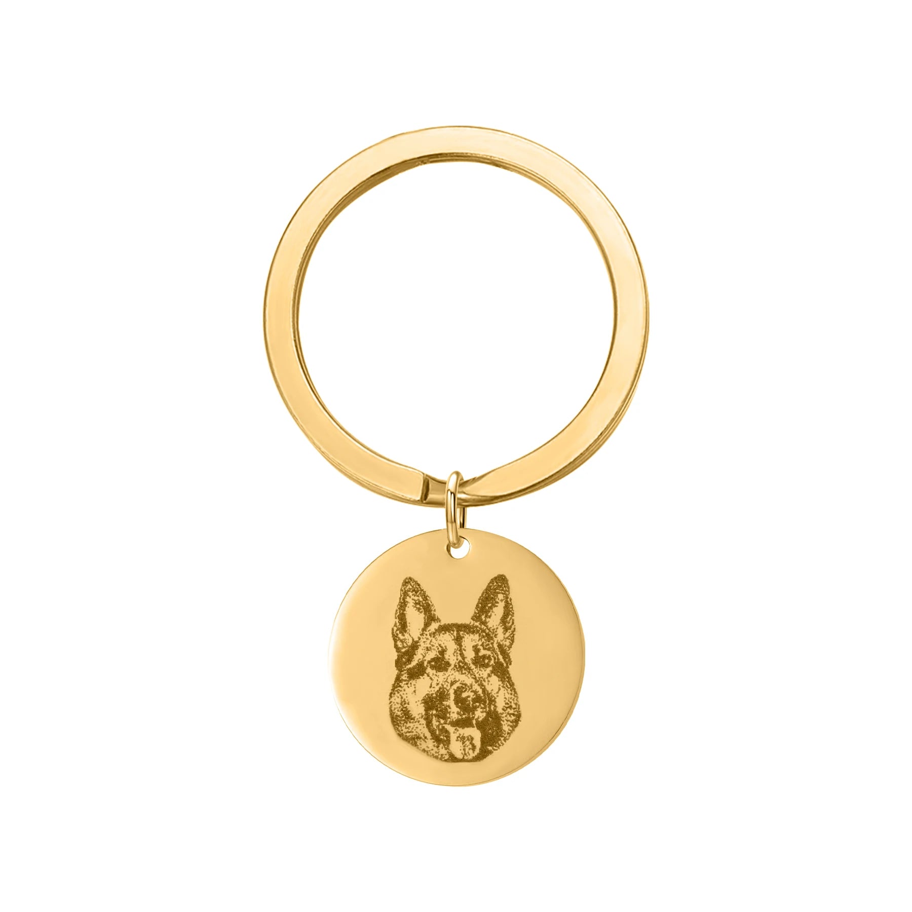 Pet Portrait Keychain | Custom Engraved Disc Dog Memorial Keychain